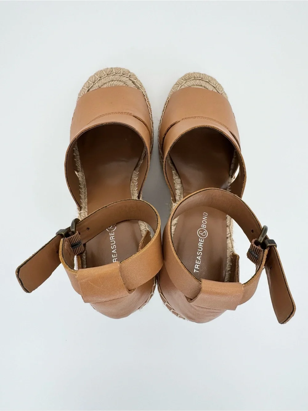 TREASURE & BOND Sannibel Wedge Sandals 7.5 Tan Leather Espadrille Platform